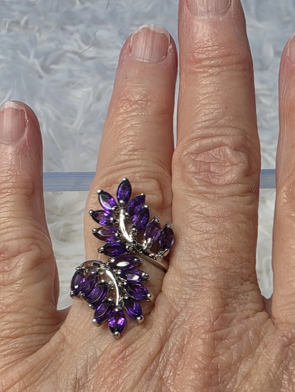 Amethyst Marquise Sterling Silver Bypass Ring
